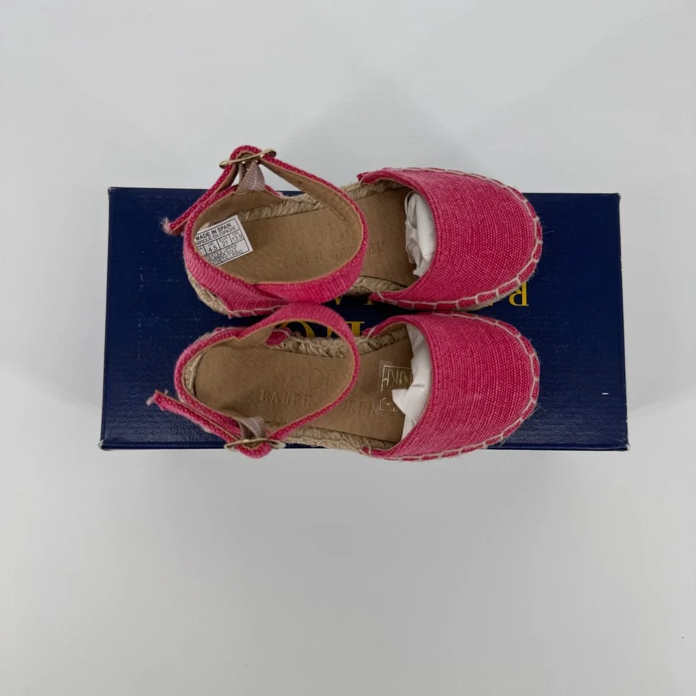 Polo Ralph Lauren Holbrook Fuchsia Pink Espadrille Sandal Toddler Sz 5 RF104214T